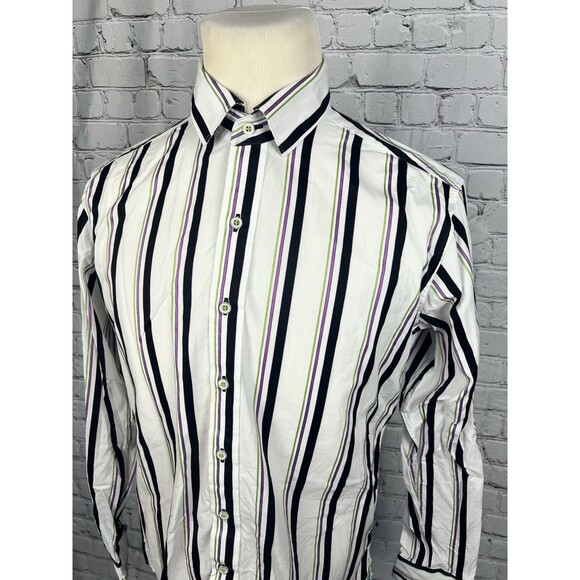 Robert Graham Men’s SZ Medium Long Sleeve Button Front Shirt Multicolor Striped - Picture 12 of 14